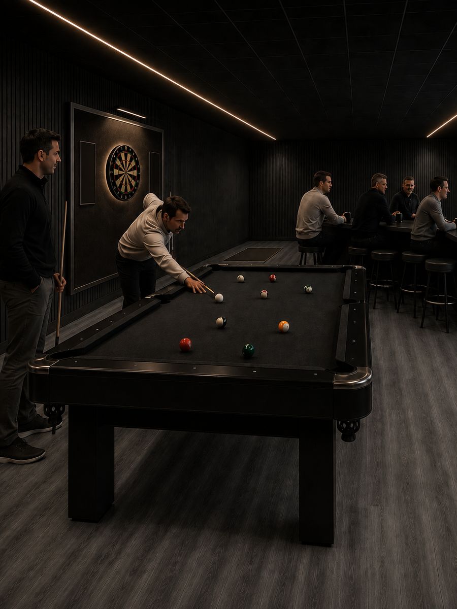 The darts and pool end of the room